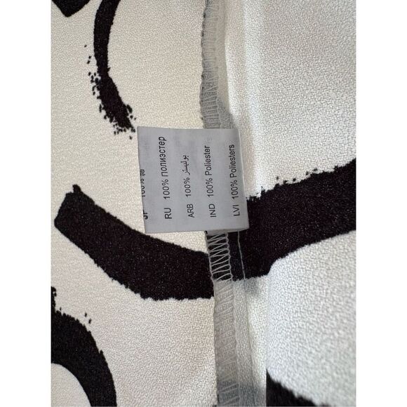 Choies vintage 90s white black swirl short sleeve boxy retro blouse artsy abstra - Picture 5 of 8